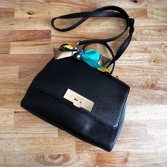 Michael Kors Black Callie Pebbled Leather Top Handle Crossbody Satchel Purse - Picture 4 of 10